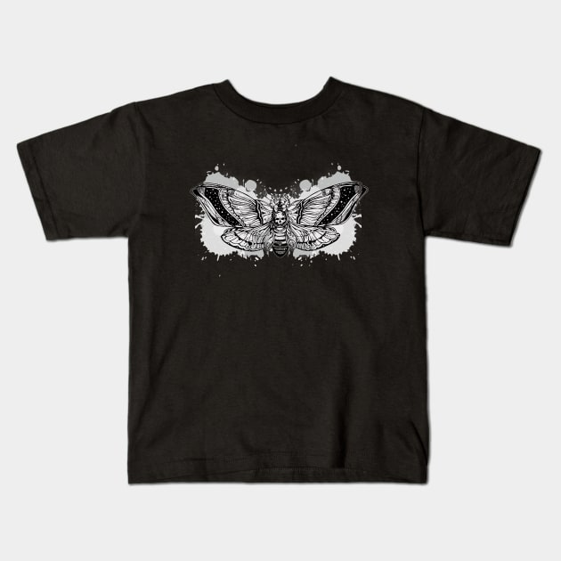 Skull Moth Kids T-Shirt by Prettielilpixie